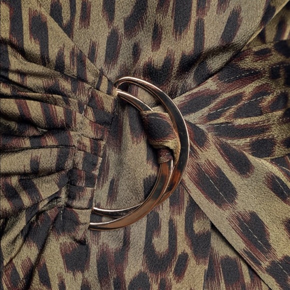 Lulus Olive Green Leopard Wrap Dress animal print - Picture 5 of 6
